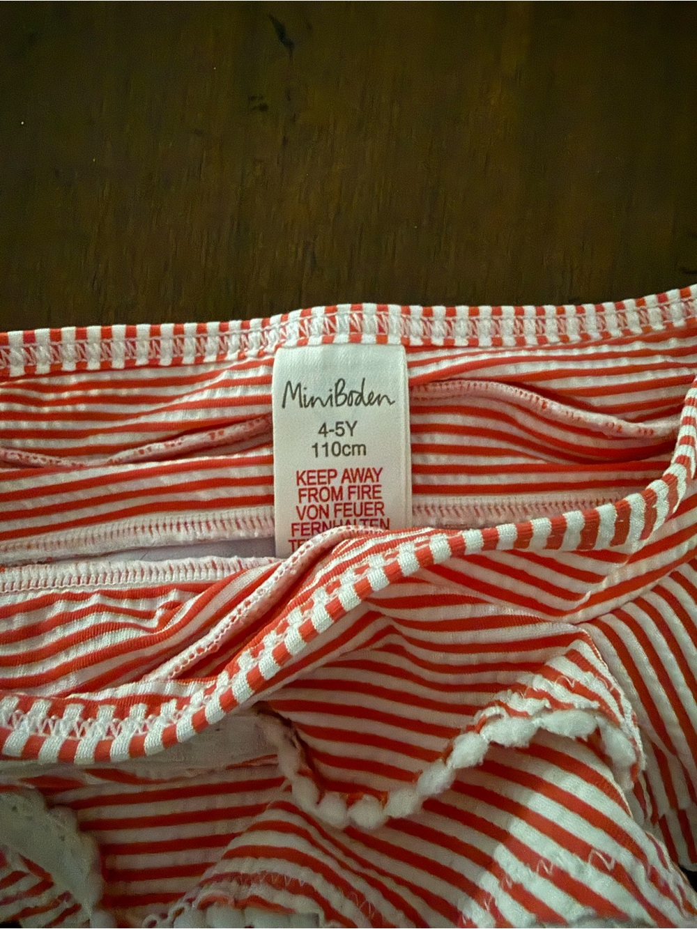 Mini Boden Red & White Striped Ruffle Bikini Set - Picture 2 of 4
